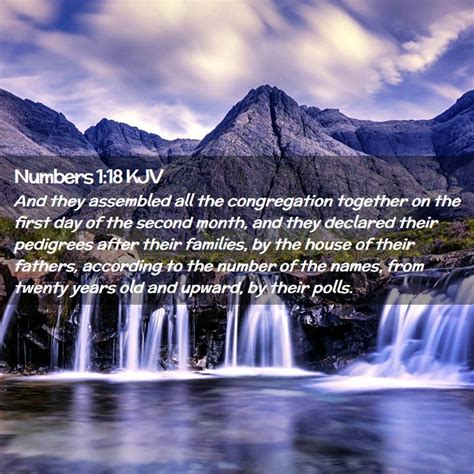 Numbers 1 18 kjv - The 1769 edition is most commonly cited as the King James Version (KJV). You can browse the KJV Bible verses by using the chapters listed below, or use our Bible search feature at the top of this page. You may also be interested in the Stong’s KJV Bible Concordance which is the most complete, easy-to-use, and understandable concordance …